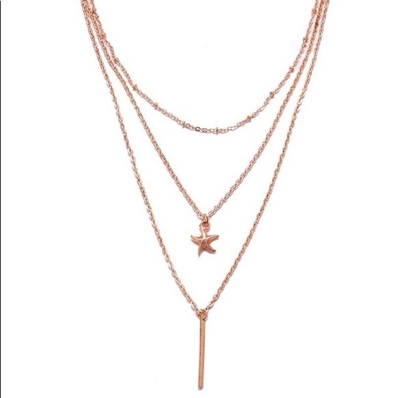 ⭐️Gold Layered Star Fish and Pendant Necklace - Picture 2 of 3